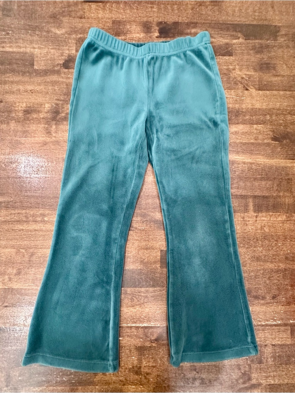 Hanna Andersson Sz 6-7 Velour Flare Pants Green Soft Pull-on 120
